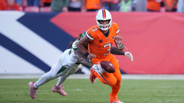 Jets' LB Quincy Williams strips Broncos' QB Russell Wilson from behind